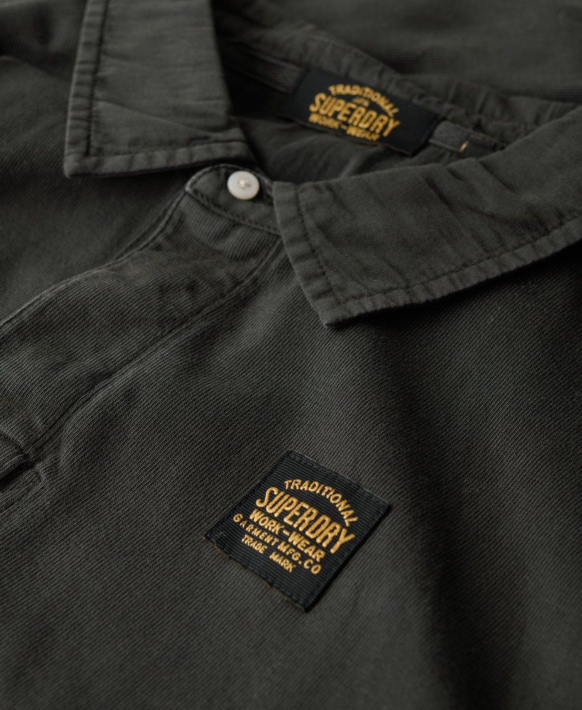 mens Long Sleeved Contrast Stitch Rugby Shirt in Washed Black