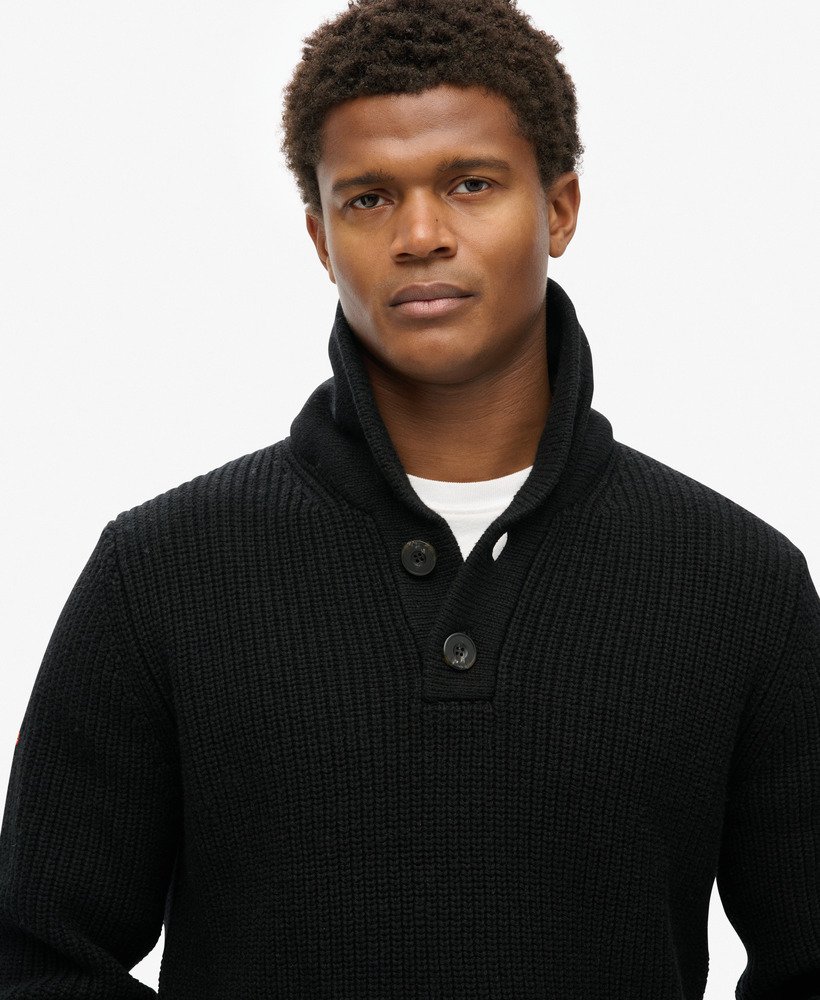 mens Shawl Collar Jumper in Black | Superdry CA-EN
