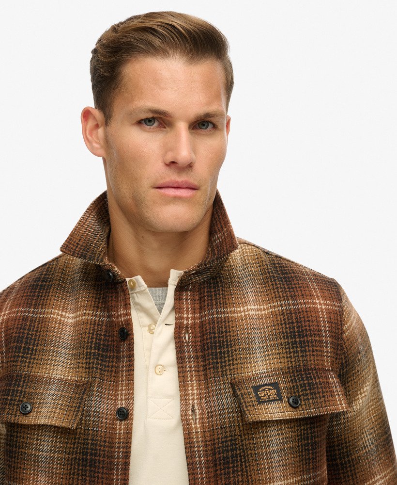 mens Wool Miller Overshirt in Haze Ombre Brown | Superdry US