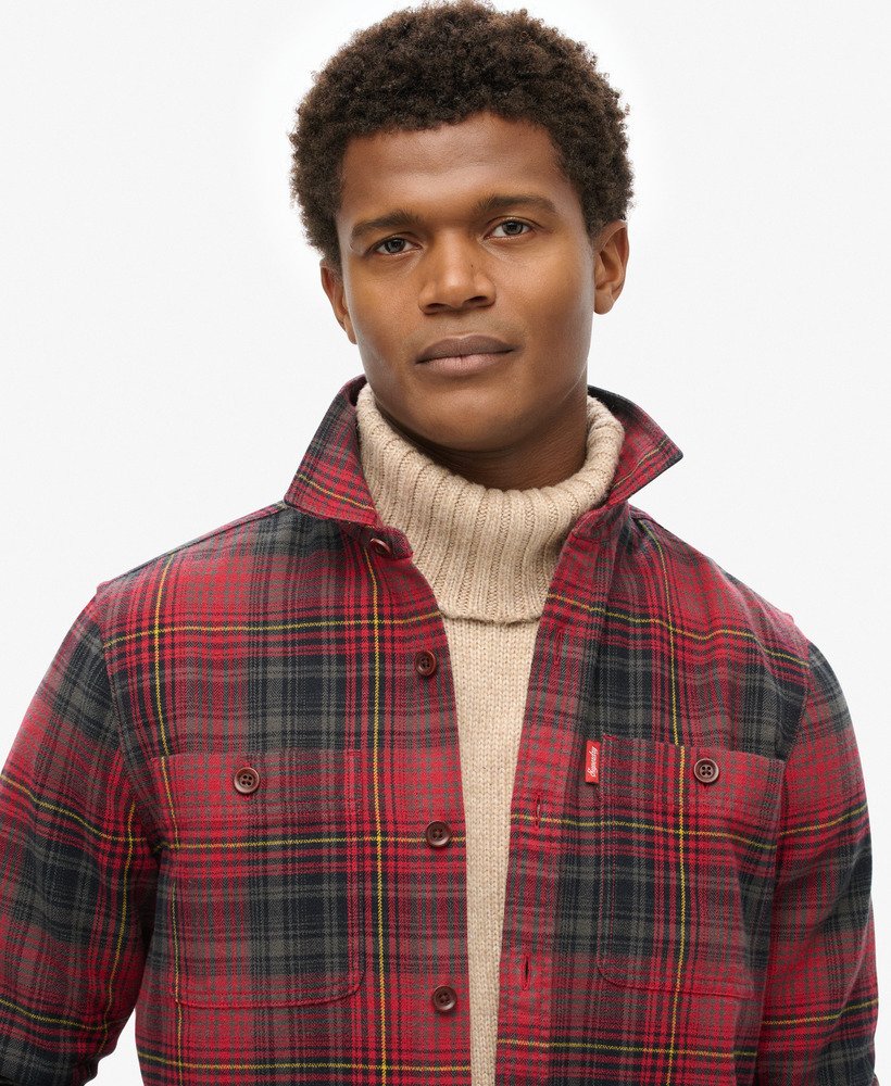 mens Vintage Check Overshirt in Boseman Check Red | Superdry US