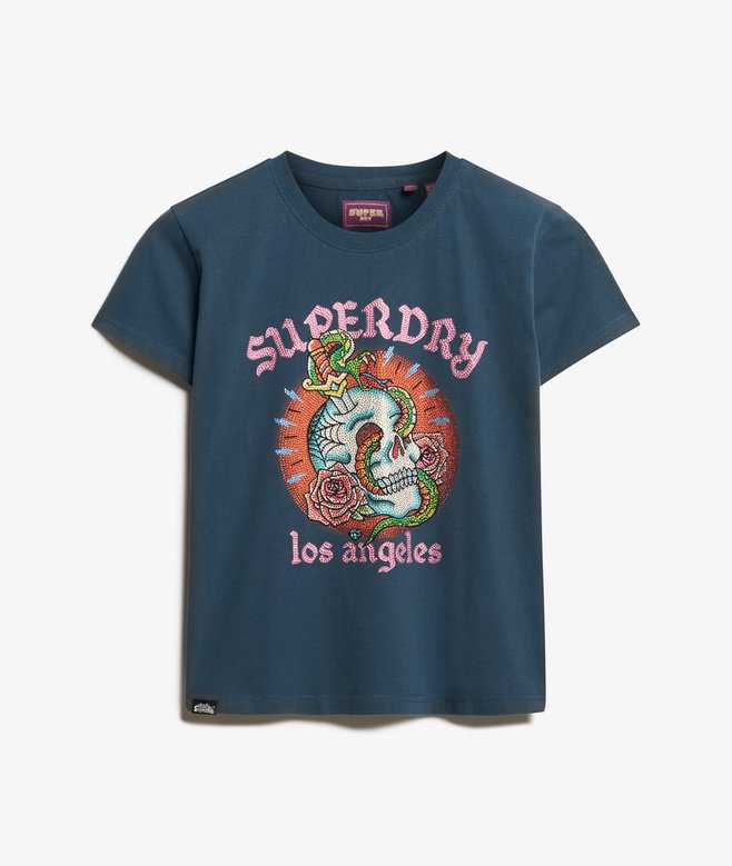 Tattoo Rhinestone Fitted T-Shirt