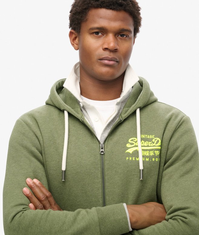 Neon Vintage Logo Graphic Zip Hoodie