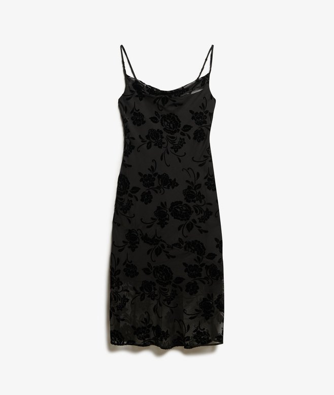 Devore Cowl Neck Midi Slip Dress