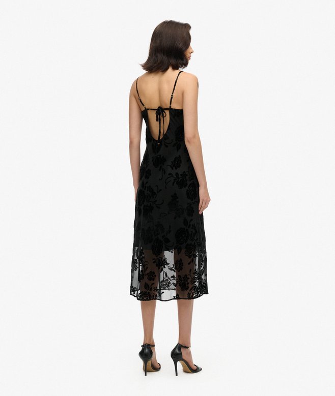Devore Cowl Neck Midi Slip Dress