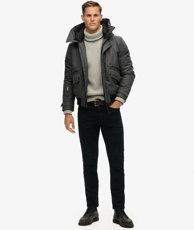 Blouson aviateur matelassé City Tweedchevron gris pour Homme