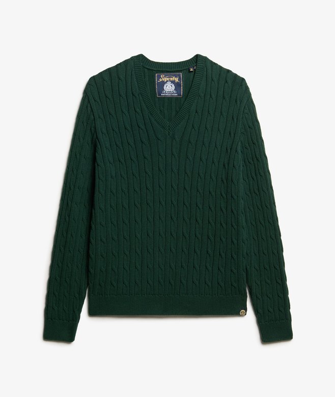 Oversized V Neck Cable Jumper