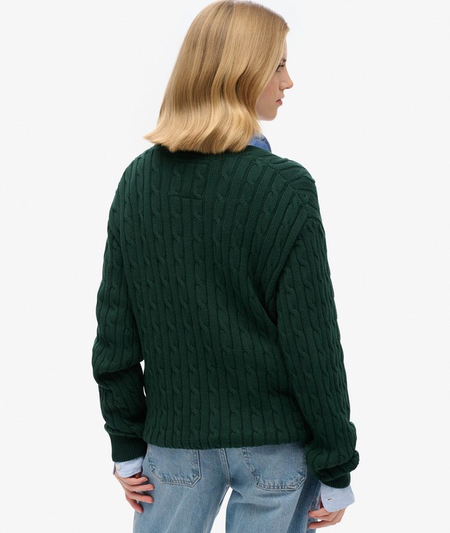 Oversized V Neck Cable Jumper