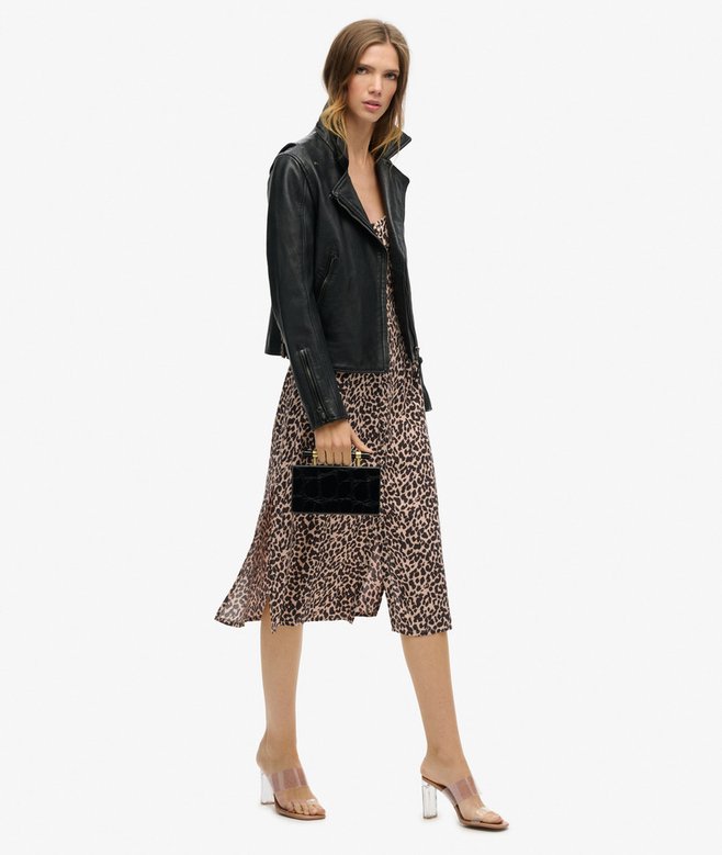 Printed Button-Up Cami Midi Dress