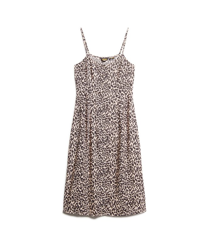 Printed Button-Up Cami Midi Dress