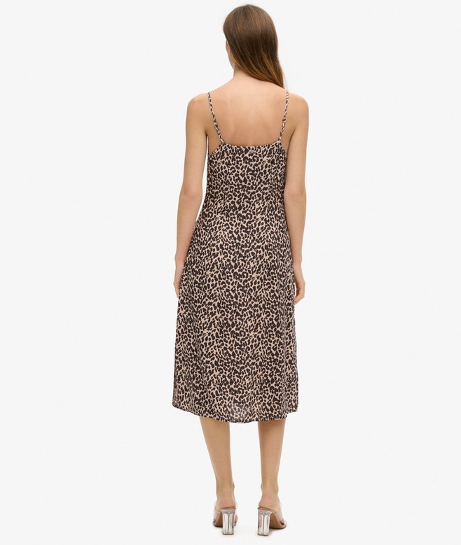 Printed Button-Up Cami Midi Dress
