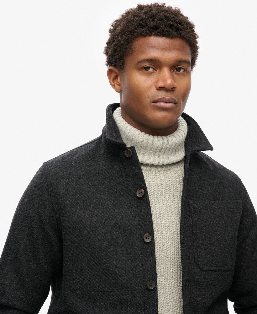 mens The Merchant Store - Wool Overshirt in Black Texture