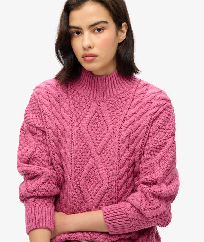 Aran Cable Knit Polo Jumper
