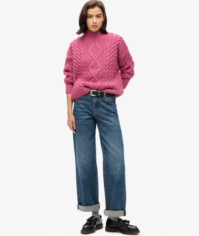 Aran Cable Knit Polo Jumper