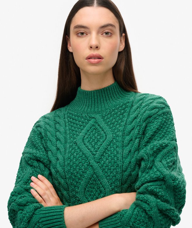 Aran Cable Knit Polo Jumper