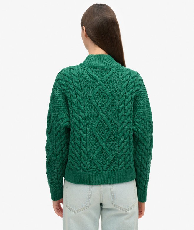 Aran Cable Knit Polo Jumper