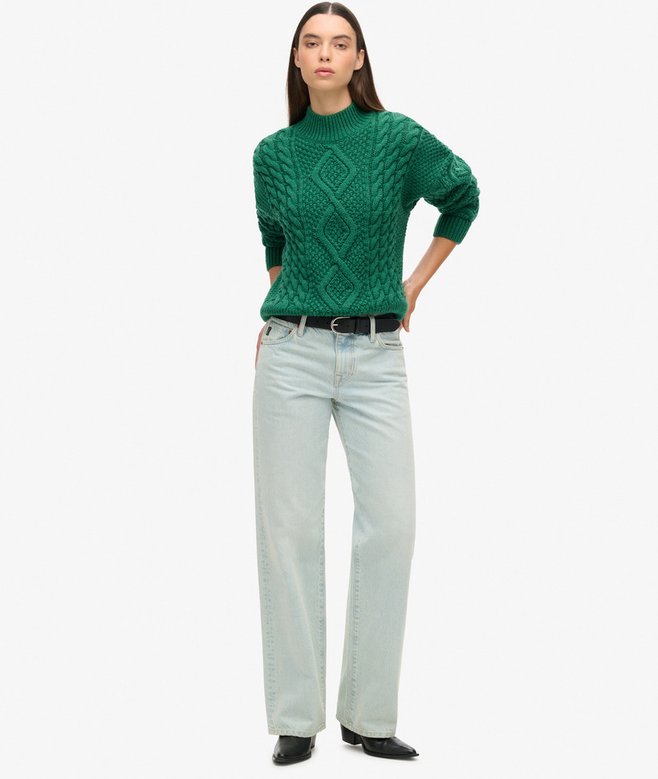 Aran Cable Knit Polo Jumper