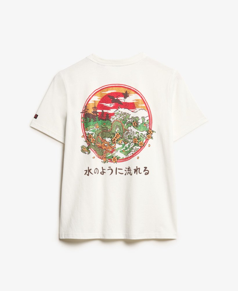 womens Tokyo Rhinestone Relaxed T-Shirt in OFF WHITE | Superdry UK