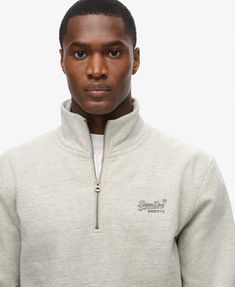 mens Essential Logo Half Zip Sweatshirt in Varsity Grey Grindle