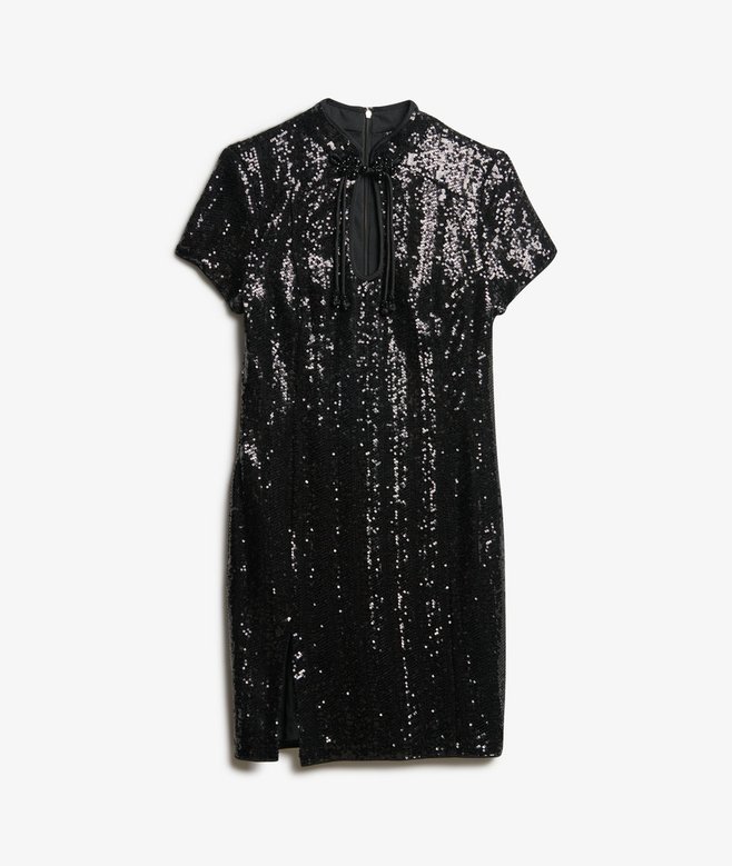 Mandarin Sequin Mini Dress