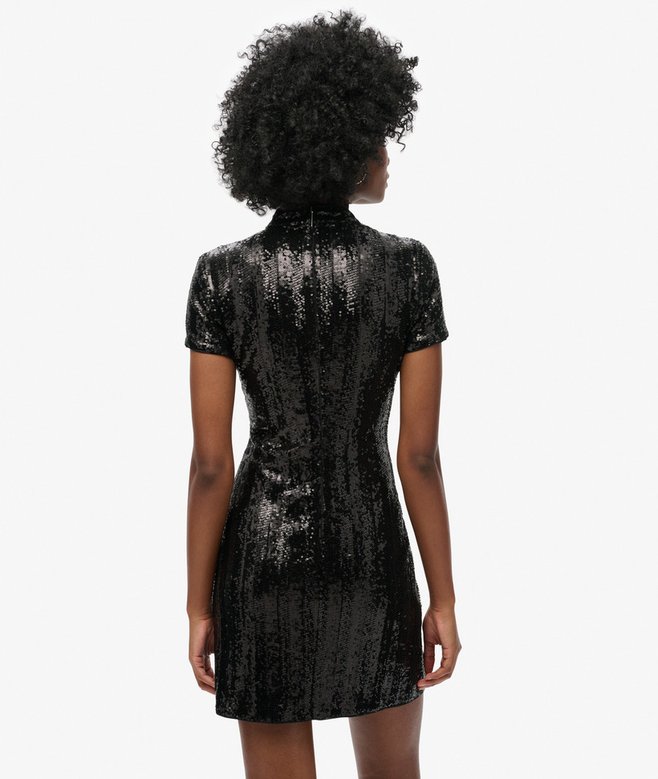 Mandarin Sequin Mini Dress