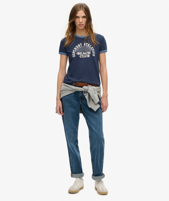 Athletic Essentials Beach Graphic Ringer T-Shirt