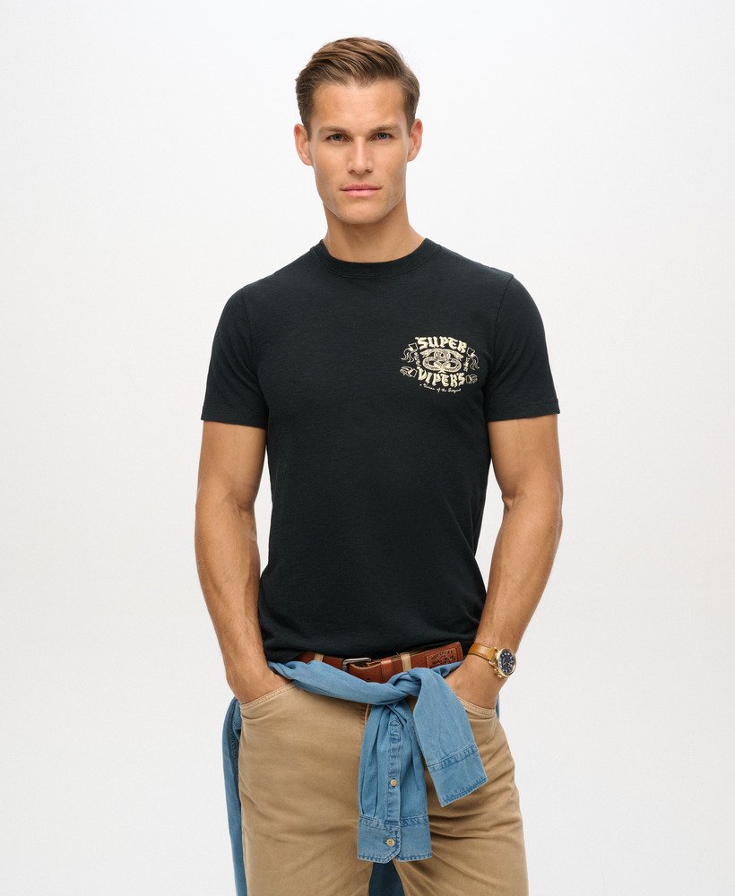 Superdry ロゴ バイカー ロック グラフィック 半袖 Tシャツ Superdry ロゴ バイカー ロック グラフィック 半袖 Tシャツ