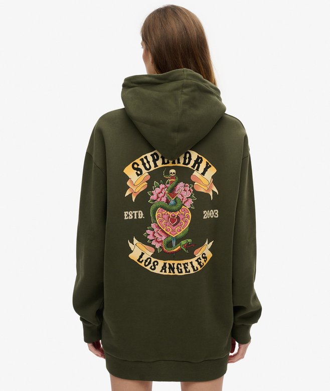 Tattoo Rhinestone Hooded Dress