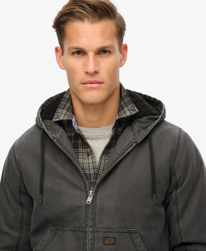 Men's Canvas Hooded Bomber Jacket – Winter Thermal Workwear – S To 3XL (Unbranded)