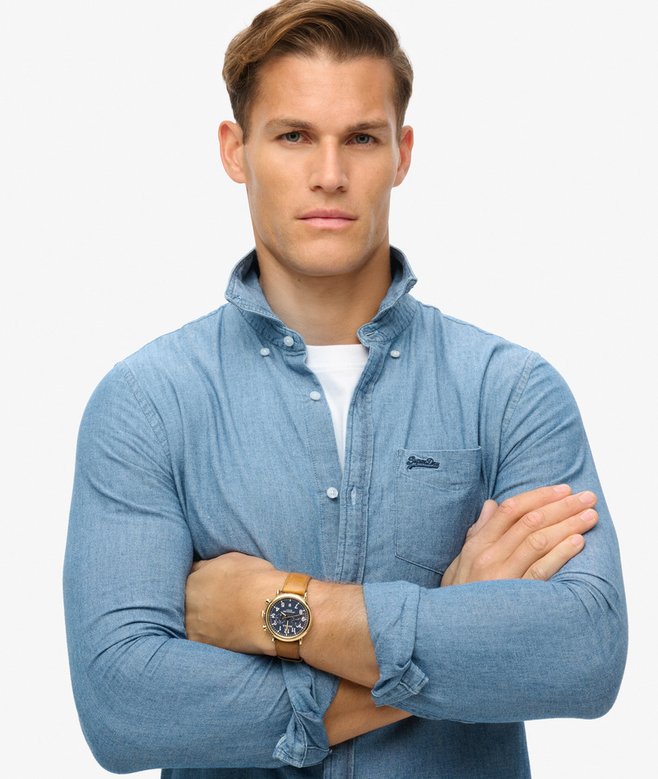 Chemise Homme SUPERDRY Manches Longues En Coton - Taille L - État Impeccable