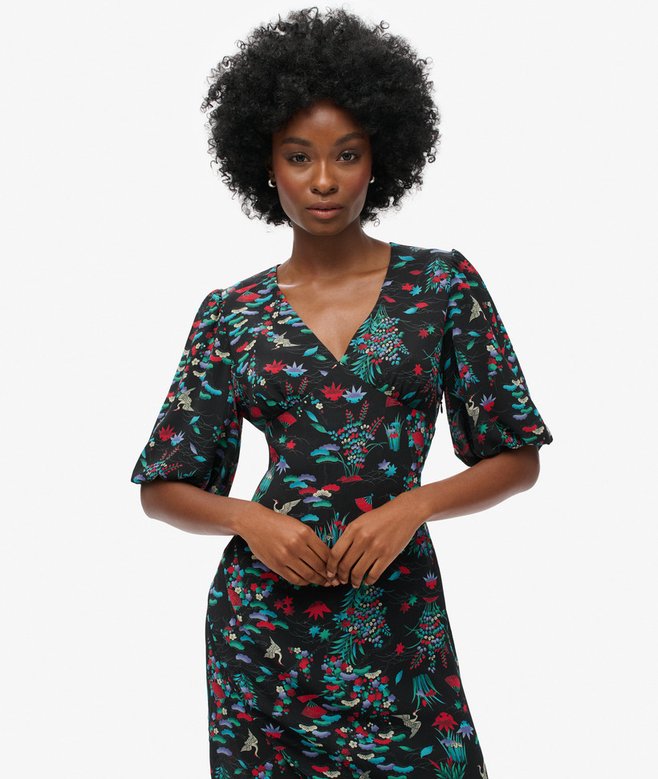 Short Sleeve Sheer Midi Dress