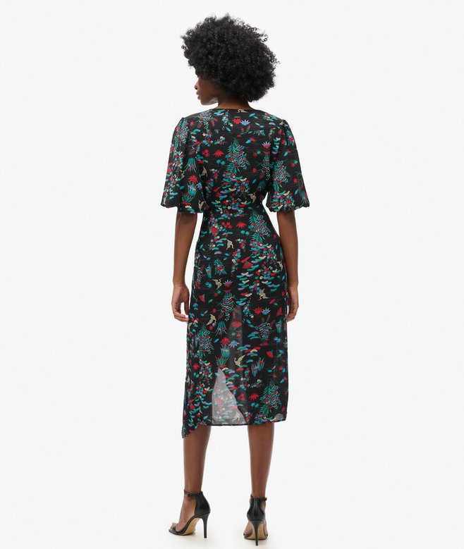 Short Sleeve Sheer Midi Dress
