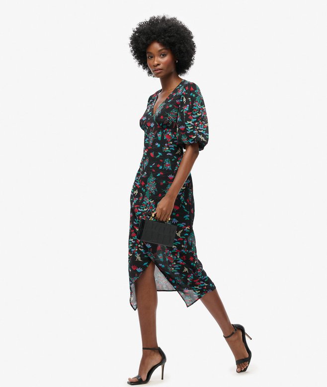Short Sleeve Sheer Midi Dress