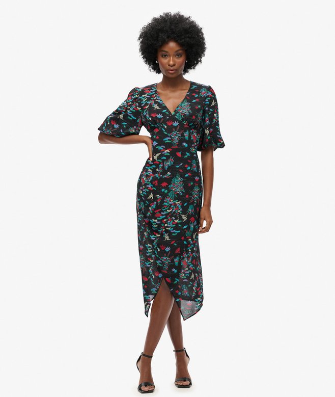 Short Sleeve Sheer Midi Dress