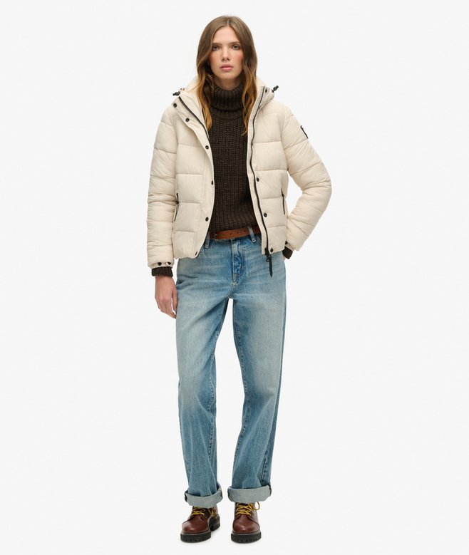 Faux Fur Short Hooded Puffer Jacket
