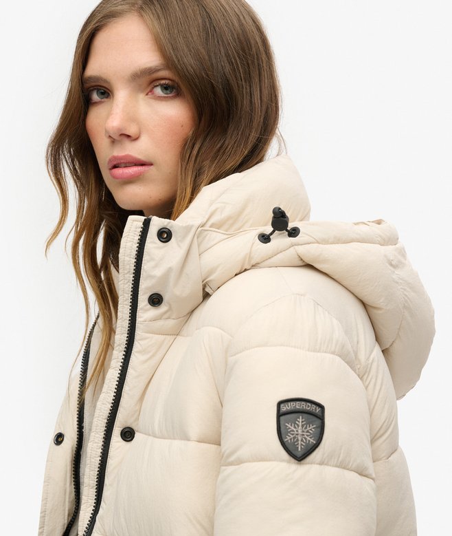 Faux Fur Short Hooded Puffer Jacket