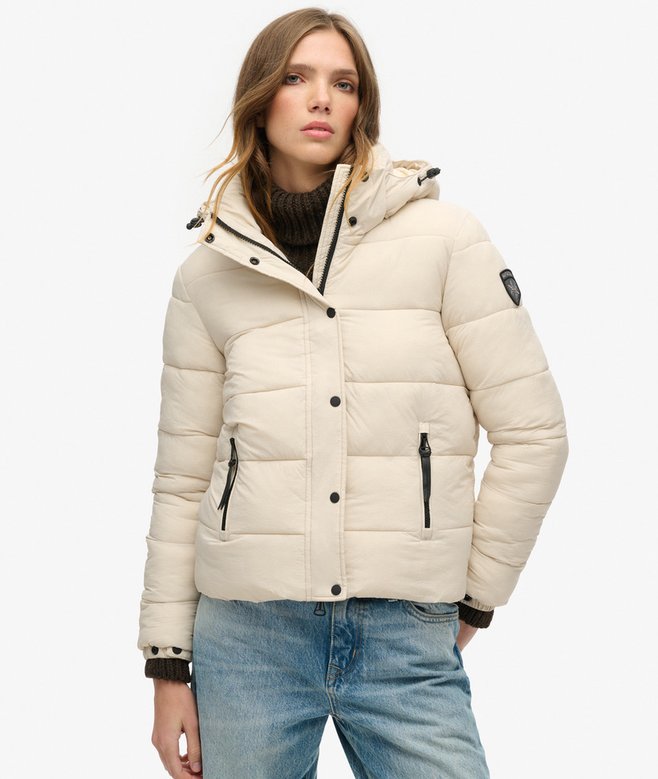 Faux Fur Short Hooded Puffer Jacket