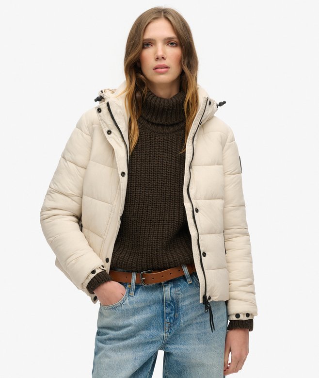 Faux Fur Short Hooded Puffer Jacket