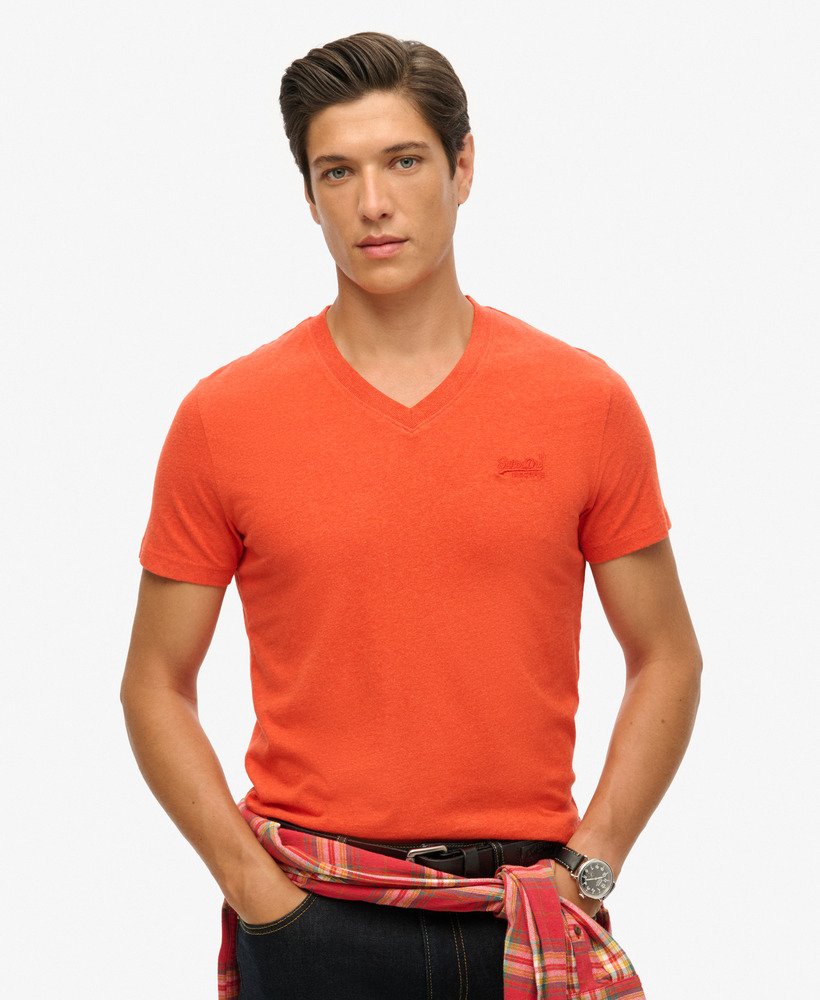 mens orange v neck t shirt