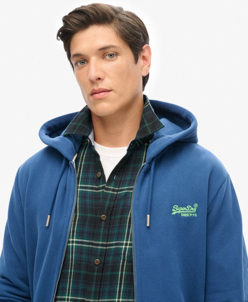 mens Essential Logo Zip Hoodie in Sapphire Night | Superdry