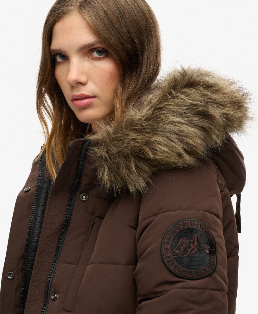 womens Everest Hooded Bomber Jacket in Java Brown | Superdry US
