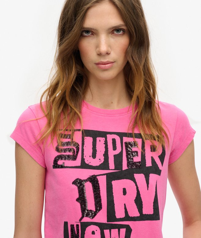 Embellished Punk Cap Sleeve T-Shirt