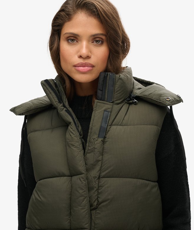 Hooded Ripstop Longline Gilet