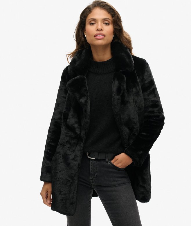 Chaquetas Abrigo Pelo Largo Sintetico Superdry Abrigo Vintage De Pelo  Sintético De Largo Medio Gran