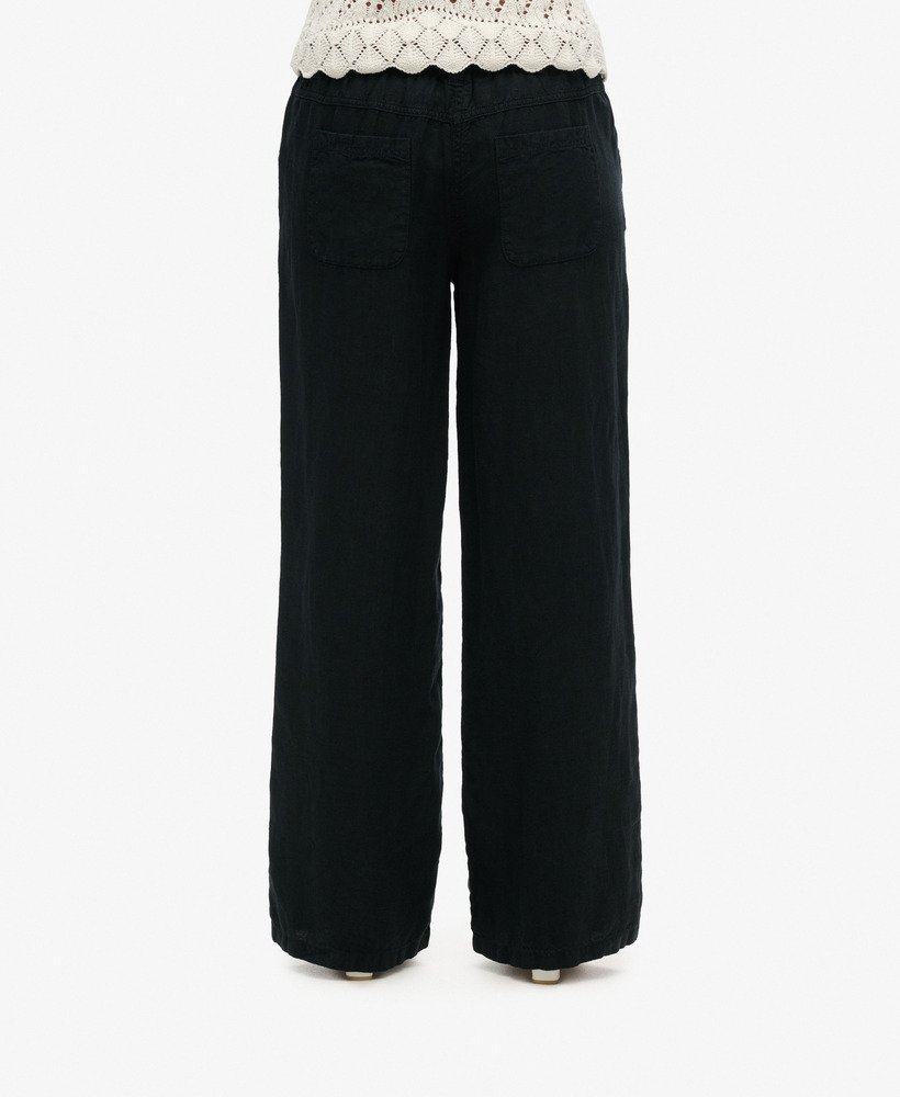 womens Linen Low Rise Pants in Black | Superdry CA-EN