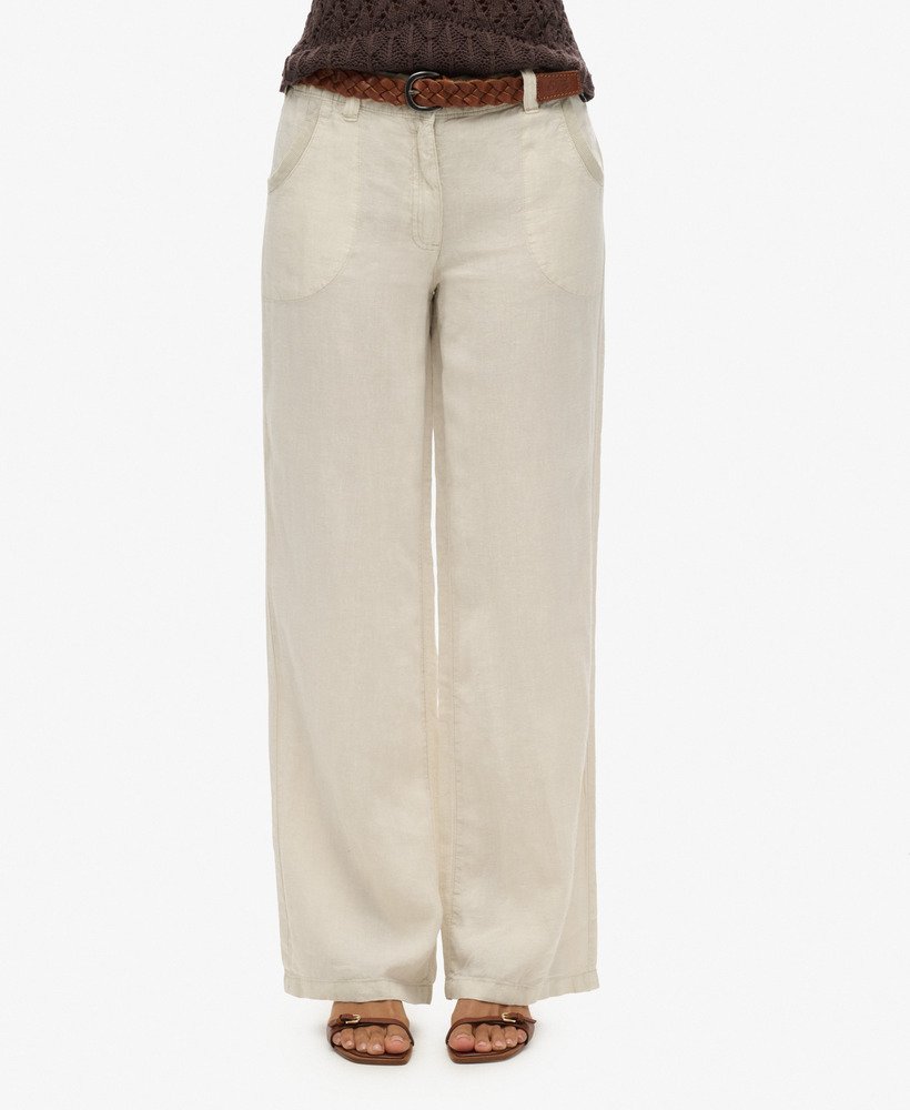 Delong Low Rise Linen Pants - White main image 1