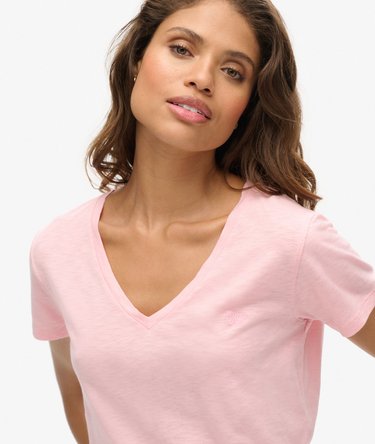 Strukturiertes T-Shirt mit V-Ausschnitt und Stickerei Image 3
