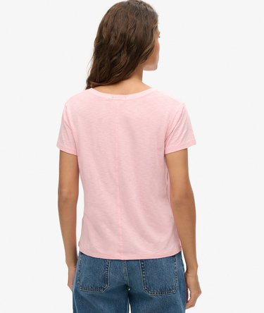 Strukturiertes T-Shirt mit V-Ausschnitt und Stickerei Image 4