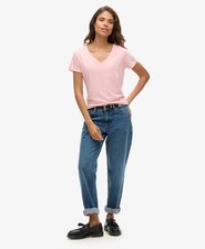 Slub Embroidered V-Neck T-Shirt