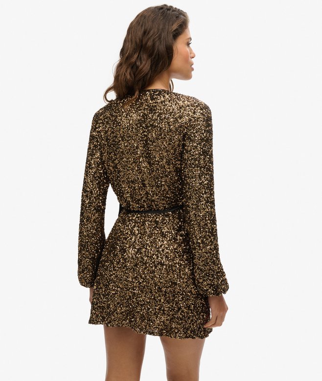 Sequin Wrap Mini Dress