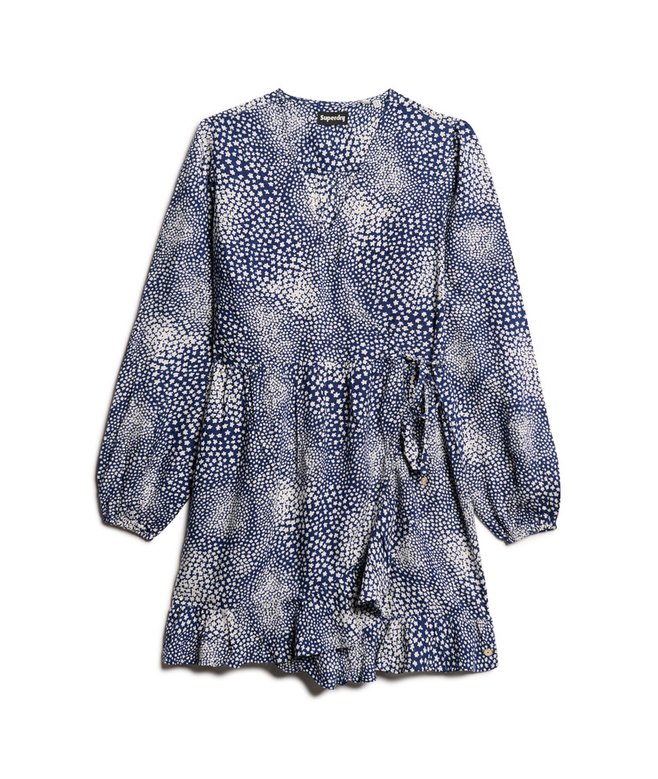 Printed Long Sleeve Wrap Mini Dress